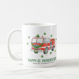 Caneca De Café Caminhão de Bombeiros do Dia de São Patrício Perso