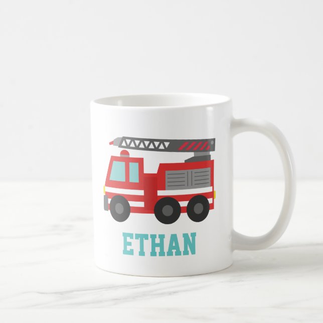 Caneca De Café Caminhão de Bombeiros Vermelho Fofo para Pequenos  (Direita)