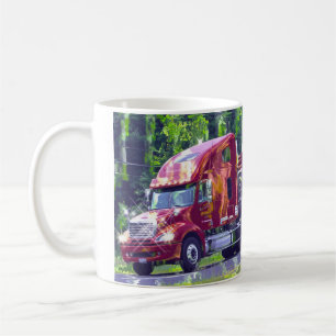 Caneca De Café Caminhão de carga vermelho para crianças e caminho