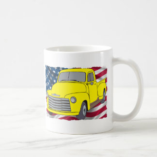 Caneca De Café Caminhão de Chevy do vintage com bandeira