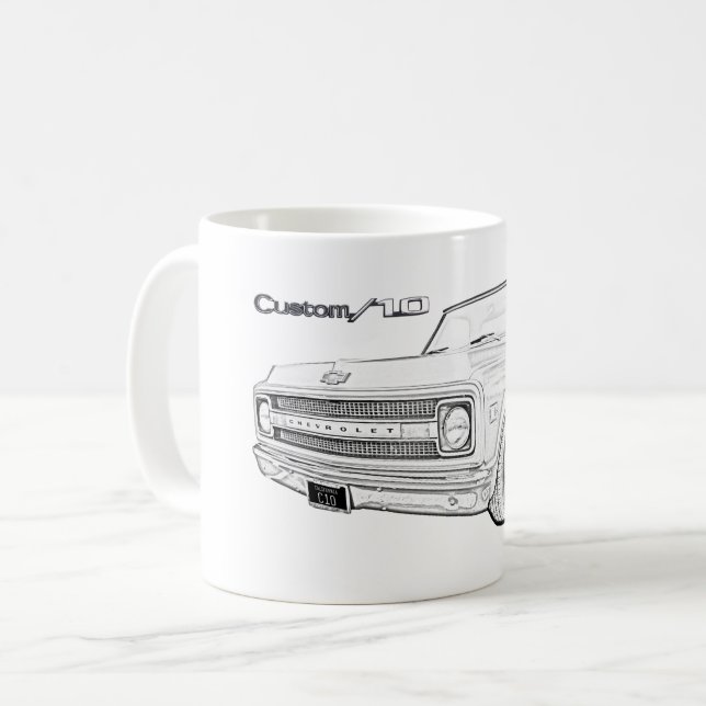 Caneca De Café Caminhão de coleta clássico Chevy C10 (Frente Esquerda)