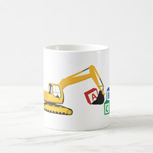 Caneca De Café Caminhão de Construção do Escavador ABC