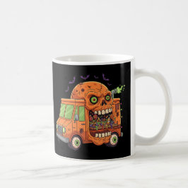 Caneca De Café Caminhão de Doce Assombrado - Caveira de Halloween
