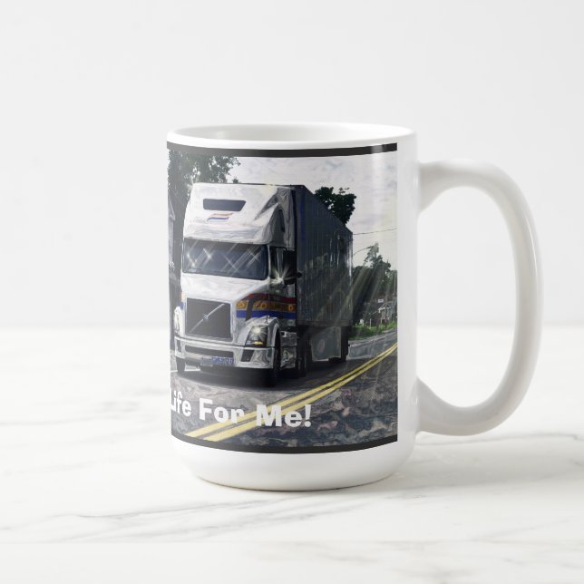 Caneca De Café Caminhão de Mercadorias Branco Big Rig para Caminh (Direita)
