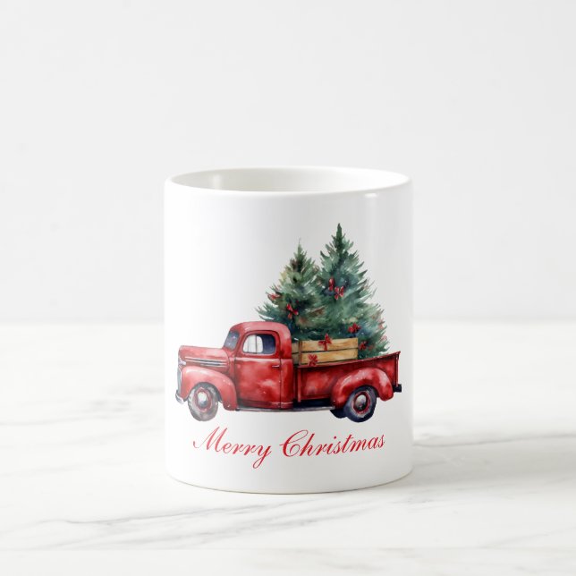 Caneca De Café Caminhão de Natal com árvore2 (Centro)