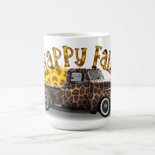 CANECA DE CAFÉ CAMINHÃO DE VINTAGEM DE QUEDA FELIZ COM FULORES