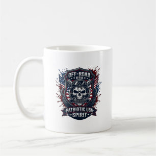Caneca De Café Caminhão Monstro de Caveira Patriótico 1776 Off Ro