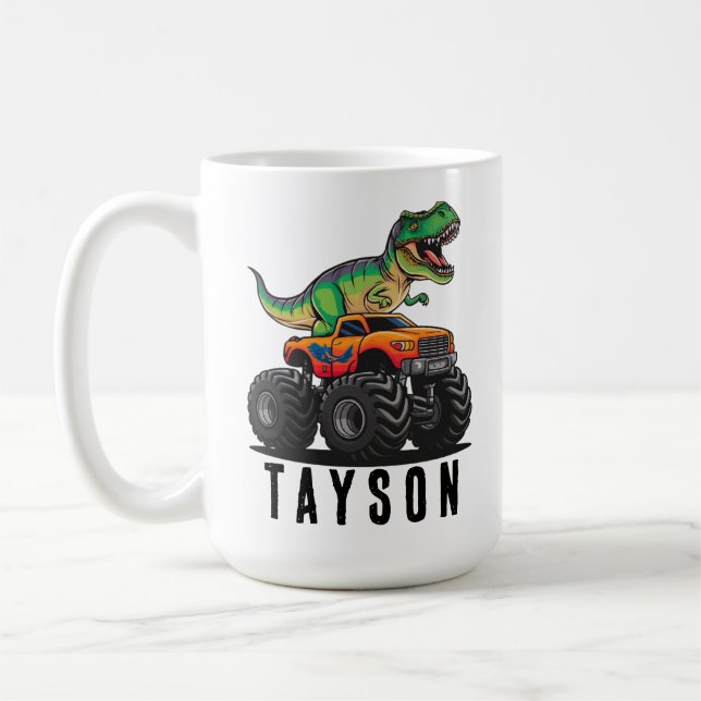 Caneca De Café Caminhão Monstro do Dinossauro T-Rex (Esquerda)
