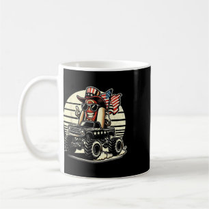 Caneca De Café Caminhão Monstro Montado em Hotdog 4 de Julho Band