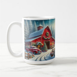 Caneca De Café Caminhão Vintage de Natal e Mug Red Barn