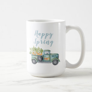Caneca de Café Caminhão Vintage Feliz Primavera