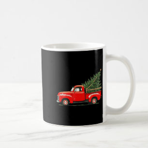 Caneca De Café Caminhão Vintage Vermelho Com Árvore Estilo Natal