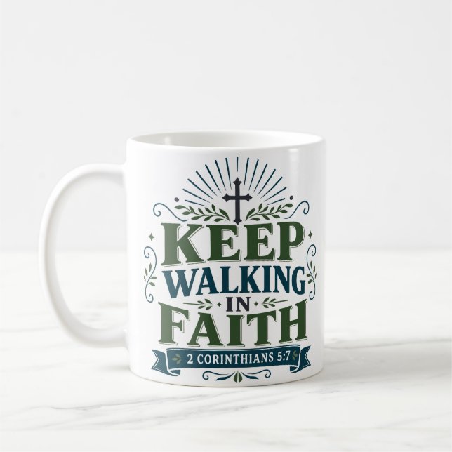 Caneca De Café Caminhe em Fé Citação Motivacional (Esquerda)