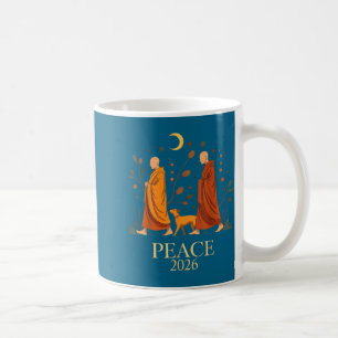 Caneca De Café Caminhe paz 2026 monges da paz mundial com cão alo