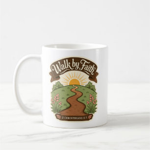 Caneca De Café Caminhe pela Fé Cristã 