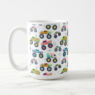 Caneca De Café Caminhões monstro de aquarela para crianças