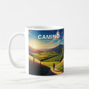 Caneca De Café Camino de Santiago Hiker Caminhando Sunset