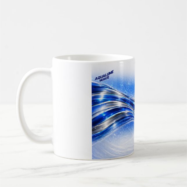 Caneca De Café Camisa Aqualume Flow – Energia da Onda Prata Azul  (Esquerda)