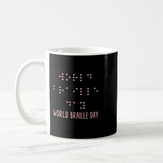 Caneca De Café Camisa Braille, Dia Mundial do Braille, Braille Aw (Esquerda)