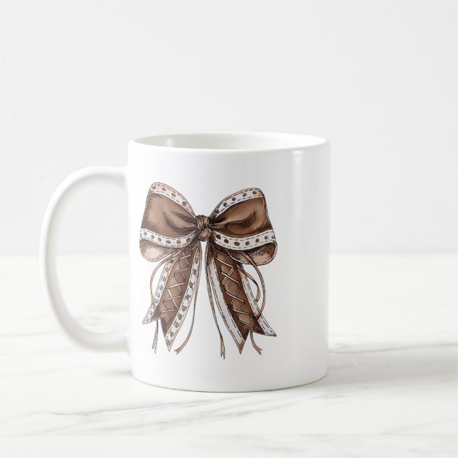 Caneca De Café Camisa Coquette Bow de Dia de Jogo 2 Lados  (Esquerda)