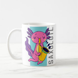 Caneca De Café Camisa Cute Kawaii Saxolotl Axolote Tocando Saxofo