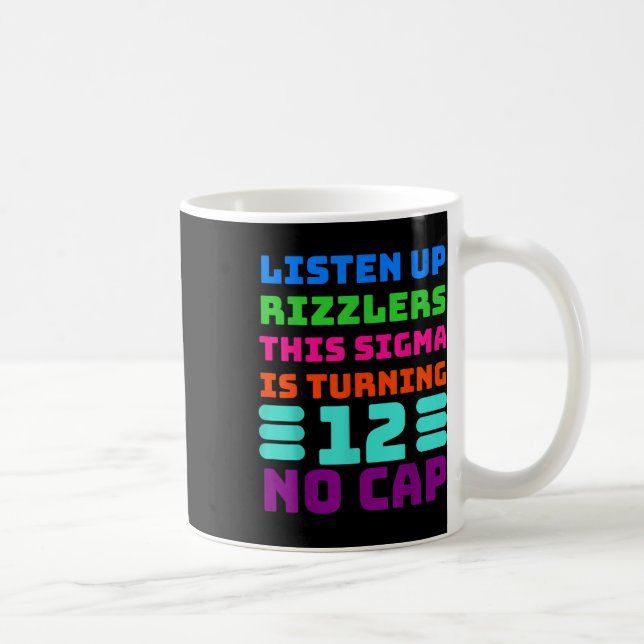 Caneca De Café Camisa De Aniversário Engraçado De 12 Anos - Rizz, (Direita)