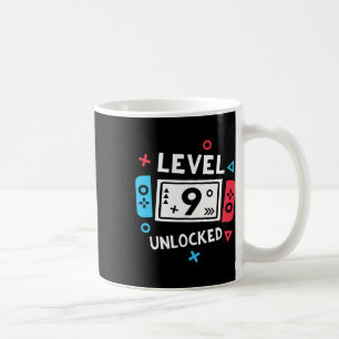 Caneca De Café Camisa de Aniversário Menino Nível 9 Desbloqueado