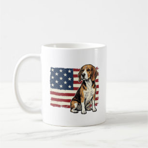 Caneca De Café Camisa de Cachorro com Bandeira Patriótica Beagle 