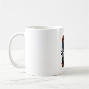 Caneca De Café Camisa de Cachorro de Halloween Vintage Cemitério 