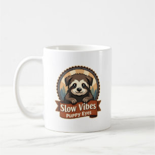 Caneca De Café Camisa de Cachorro de Preguiça Vintage Vibrações L