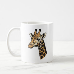 Caneca De Café Camisa de desenho de retrato de girafa de gravura 