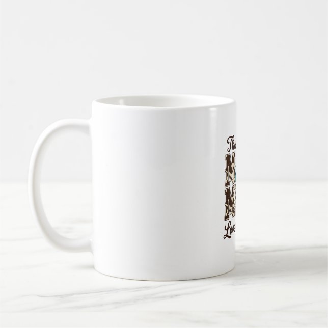 Caneca De Café Camisa de Design de Vaca das Terras Altas Mãe Ama  (Esquerda)