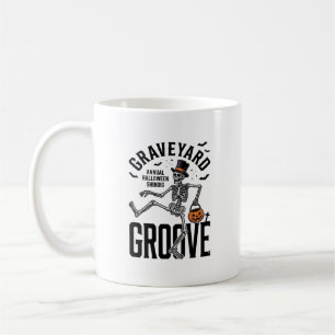 Caneca De Café Camisa de Esqueleto Dançante com Arte de Halloween