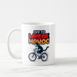 Caneca De Café Camisa De Gato Engraçado | Off To Wreck Havoc