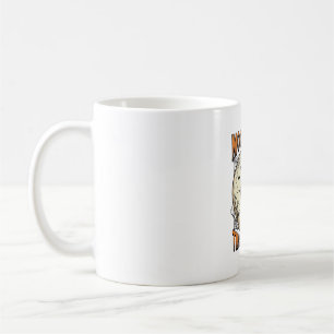 Caneca De Café Camisa de Halloween de Pug com Lua de Gravura Vint