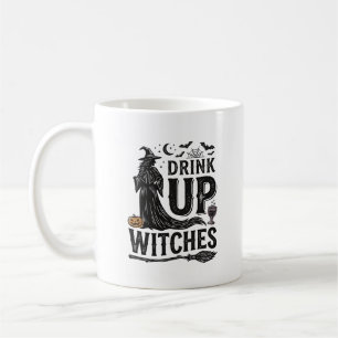 Caneca De Café Camisa de Halloween para Bruxas Vintage Drink Up D