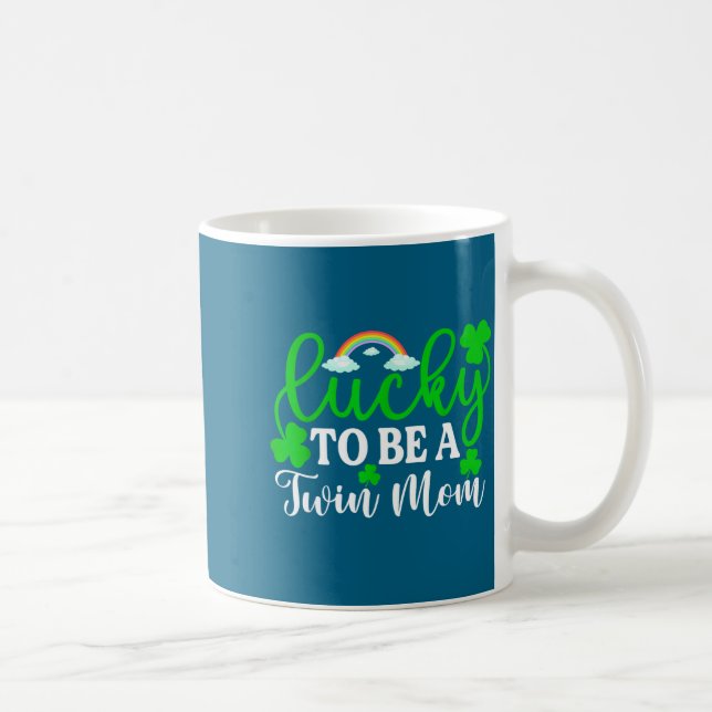 Caneca De Café Camisa de Mãe de Gêmeos Sortuda, Camisa Divertida  (Direita)
