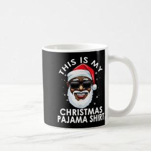 Caneca De Café Camisa de pijama de Natal do Papai Noel afro-ameri