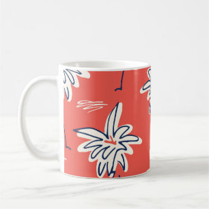 Caneca De Café Camisa de praia havaiana, padrão de palma de rabis