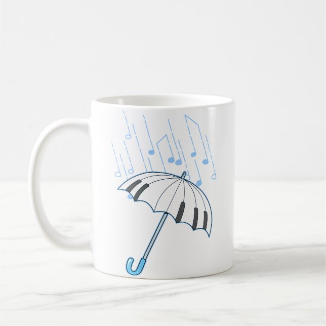 Caneca De Café Camisa de Presente para Pianista de Notas Chuvendo (Esquerda)