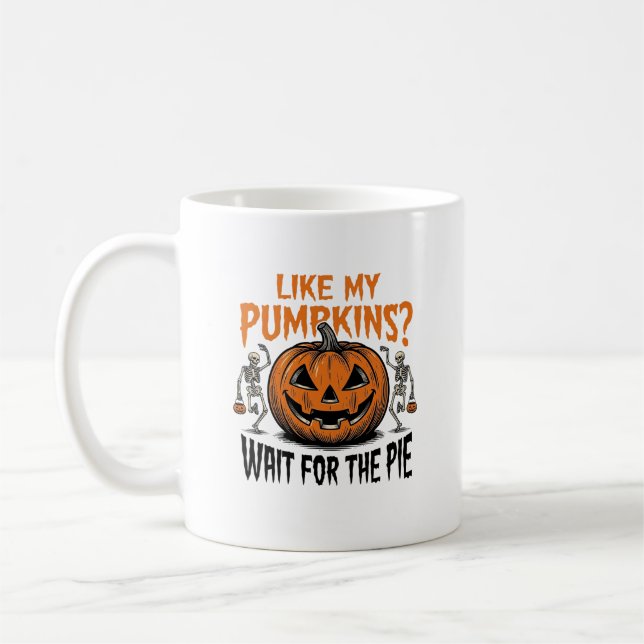Caneca De Café Camisa de Torta de Halloween de Abóbora Engraçada  (Esquerda)