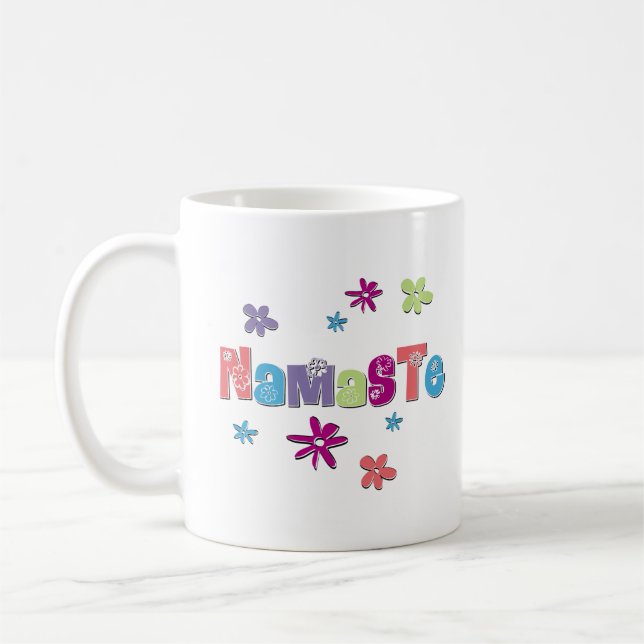 Caneca De Café Camisa de Yoga do Namaste da Flor (Esquerda)
