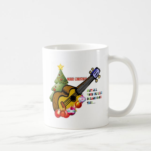 Caneca De Café Camisa do Ukulele do Natal (Direita)