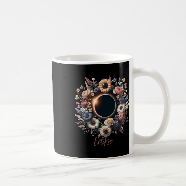 Caneca De Café Camisa Eclipse Solar De Mulheres Com Flores (Direita)