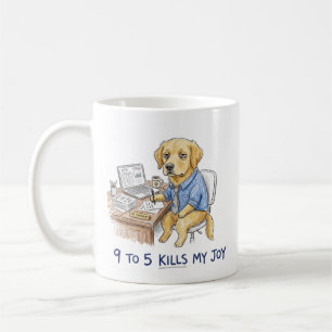 Caneca De Café Camisa engraçada do Golden Retriever 9 to 5 Mata M