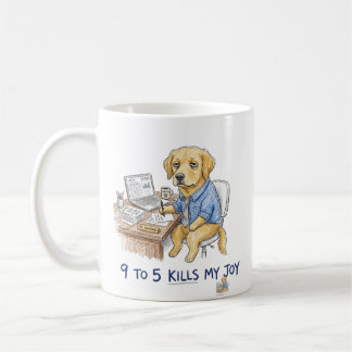 Caneca De Café Camisa engraçada do Golden Retriever 9 to 5 Mata M