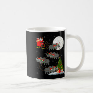 Caneca De Café Camisa Feminina Rinoceronte Papai Noel Trenó Voado