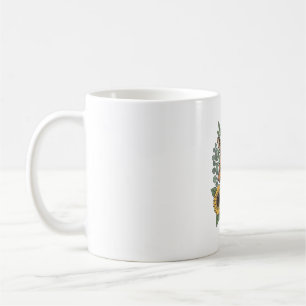 Caneca De Café Camisa Floral de Girassol com Girafa Gravada Vinta