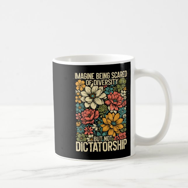 Caneca De Café Camisa Imagine Amedrontado Diversidade Igualdade I (Direita)