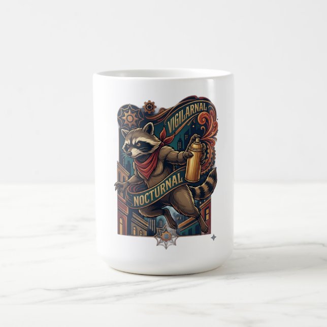 Caneca De Café Camisa Manga Longa Guaxinim Noturno (Centro)